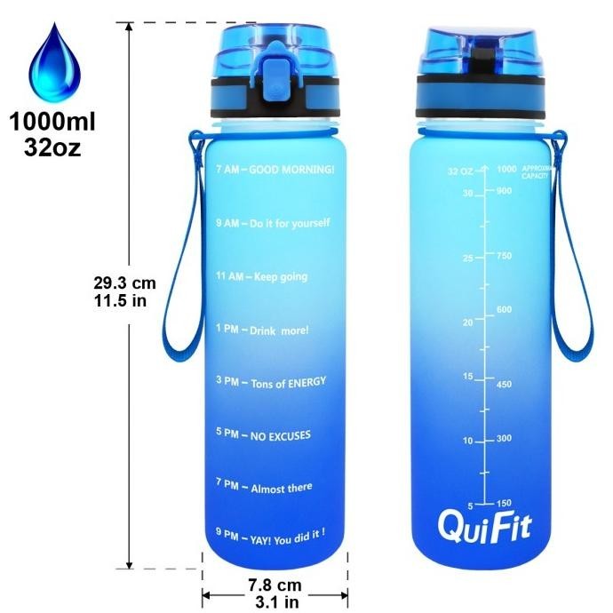QUIFIT - [1LMT] Botol Minum Tritan Motivasi 1L 100% BPA FREE