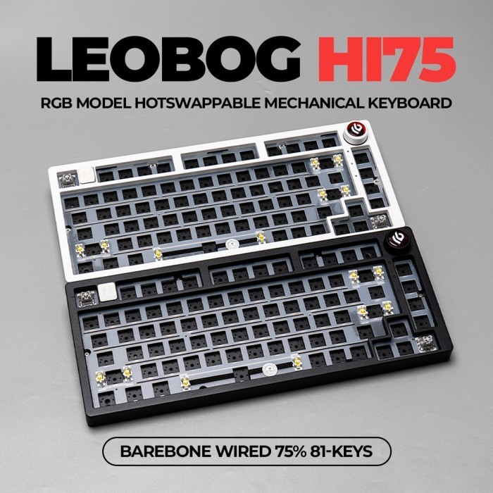 Ready LEOBOG Hi75 RGB Model Barebone Wire 75% Hotswappable Mechanical Keyboard