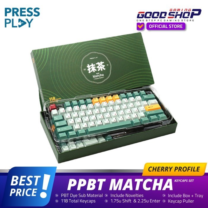 Ready PPBT MATCHA PBT Dye Sub Keycaps by Press Play