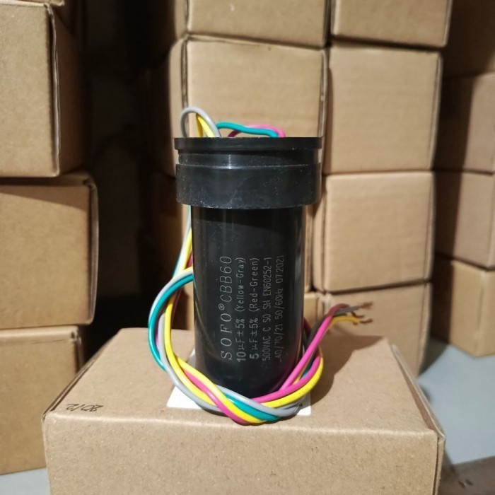 KAPASITOR MESIN CUCI POLYTRON 2 TABUNG ORIGINAL 10/5UF CBB60