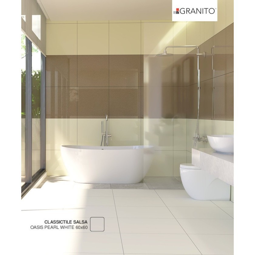 Keramik Lantai Granito Salsa Pearl White (60X60) Homogeneous Tile