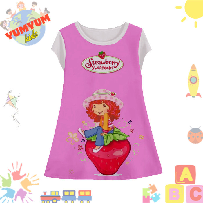 Dress Anak Perempuan Strawberry Shortcake v3 Tunik Anak Wanita Film Animasi Kartun Strawberry Shortc