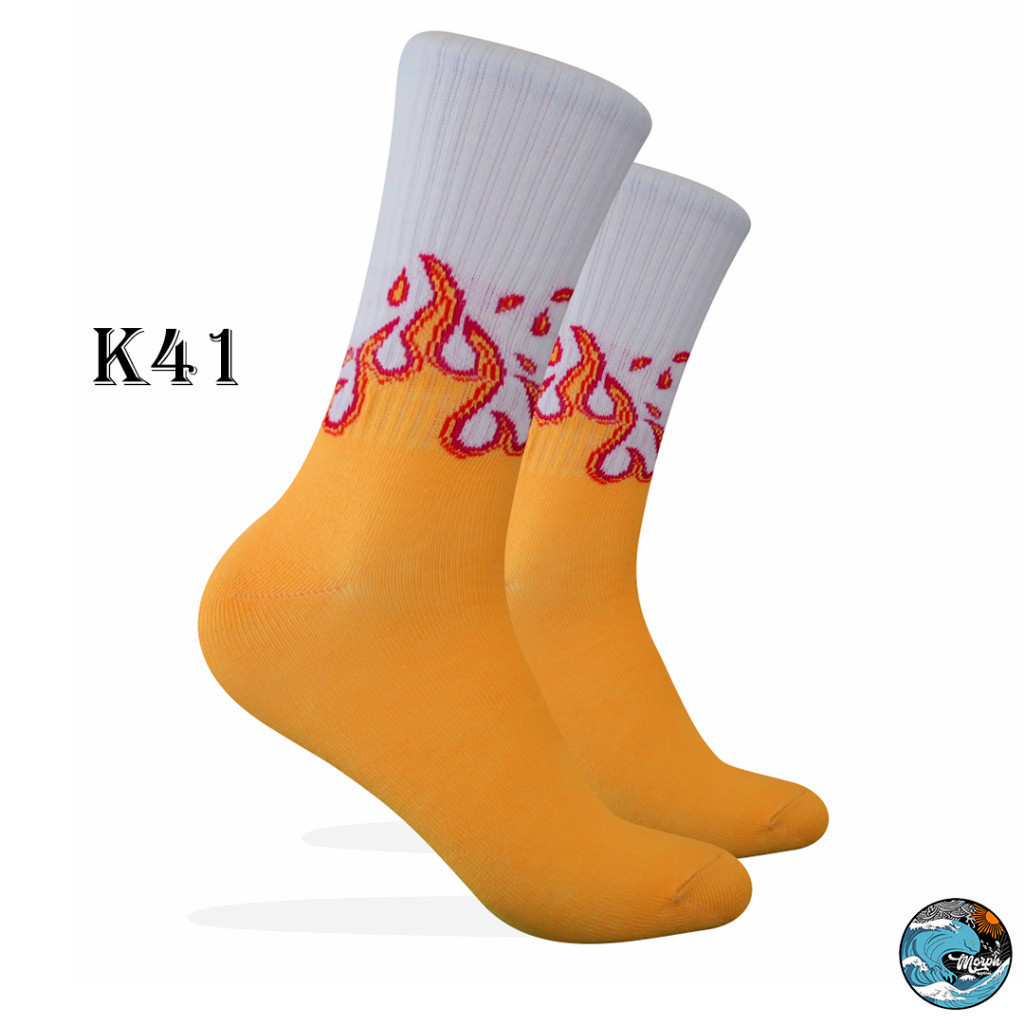 Kaos Kaki Oldschool - Kaos Kaki Skate Api Kuning - K41