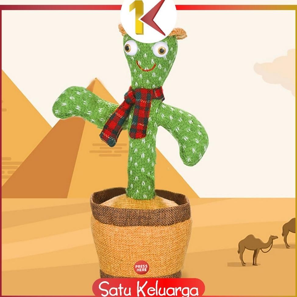Original Sk-M179 Mainan Kaktus Bergoyang Dancing Cactus Boneka Kaktus Goyang Dan Bicara Kaktus Joget