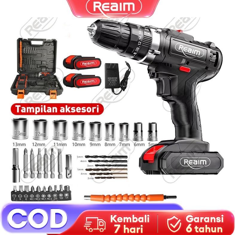 {BARU} REAIM  Bor Baterai Mesin Bor Bor Listrik bor listrik bor cas bor batre Murah Bor Impact Cordl