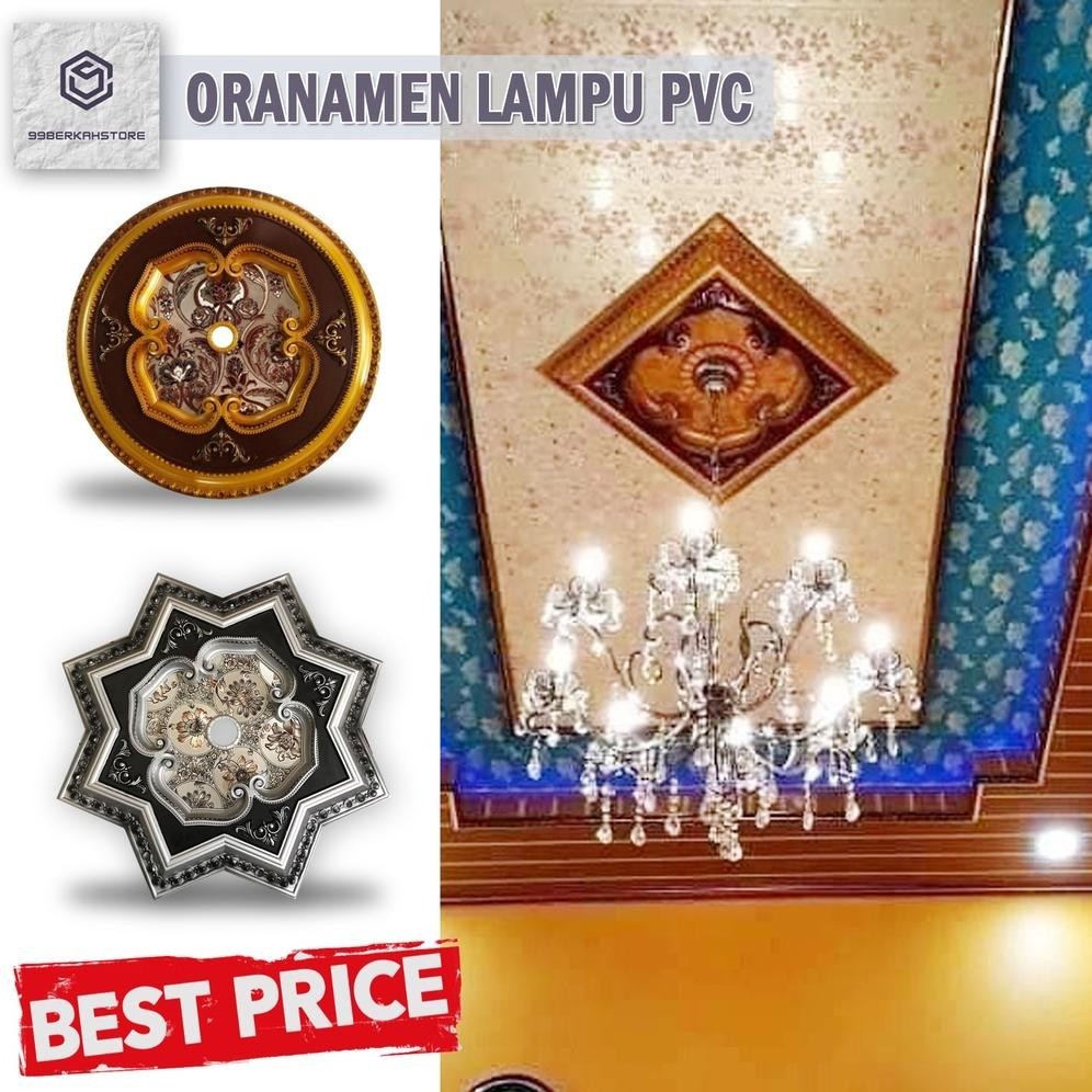 PIU ORNAMEN LAMPU PLAFON PVC PANEL Minimalis / Ornamen Plafon PVC 60 x 60 cm Lampu Plafon Gypsum PVC