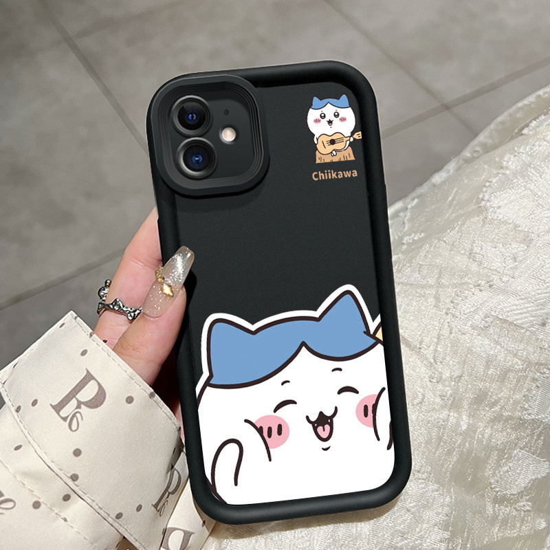 Casing Hp iPhone 11 iPhone 11 Pro Max iPhone 13 Case kasing HP pola chiikawa lucu Hitam dan putih Ca