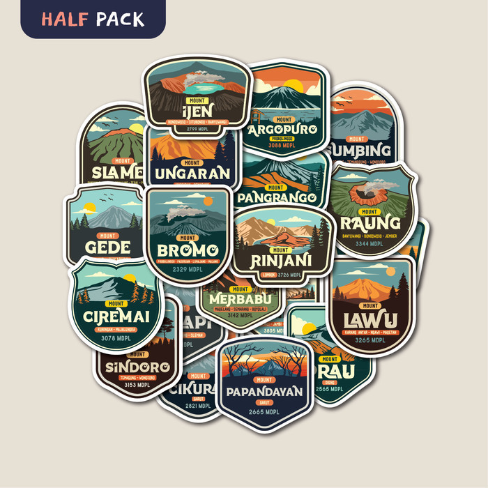 

STICKER PACK INDONESIA MOUNTAIN STICKER TUMBLER STIKER LAPTOP KOPER HELM K01