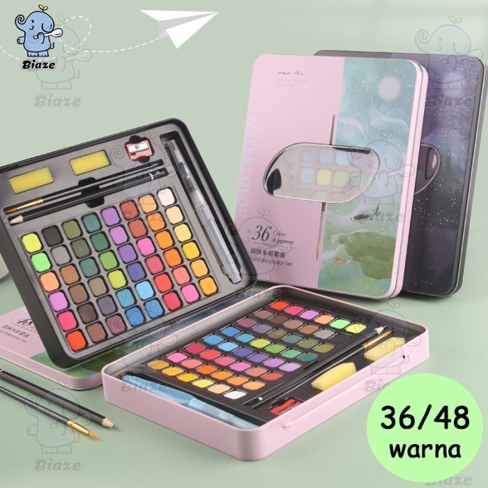 

BIAZE 36Watercolor Paint Set Warna Solid Alat Cat Air (Termasuk Kuas dan Kertas Gambara) K01