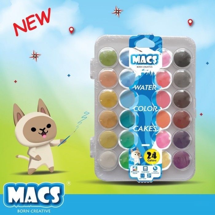 

Cat air padat MACS water Color Cakes 24 Warna K01