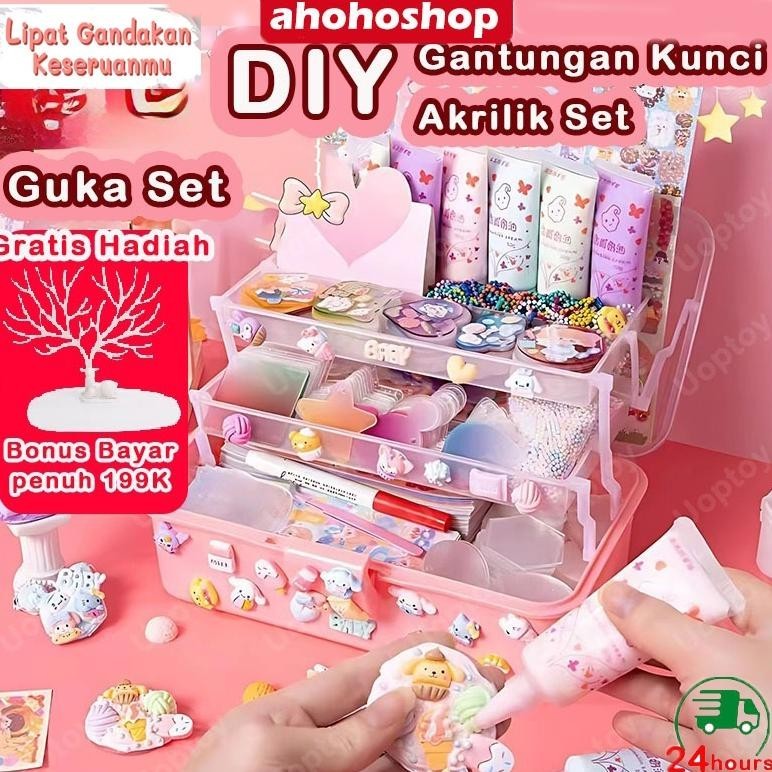 

COD560 Piece Set DIY Deco Lem Krim Gooka set Krim Stiker Gooca Girl mainan anak Gooca Bahan Stiker Akun Tangan Full Set