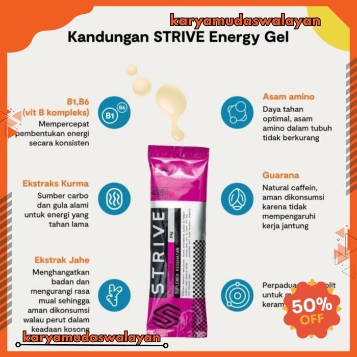 

STRIVE ENERGY GEL RASA MARKISA SE BOX ISI 5 PC - SUPLEMEN OLAHRAGA - VEGAN DAN HALAL - SNACK ENERGI GOWES RUNNING OLAHRAGA BEST PRODUK