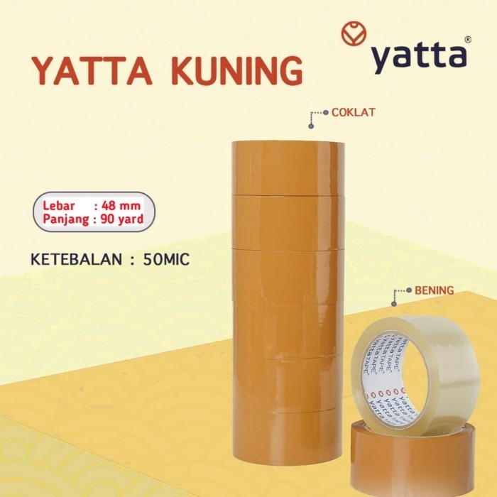 

Lakban Yatta Tape/Kuning/Bening 90 Yard (Dust @72 Roll)