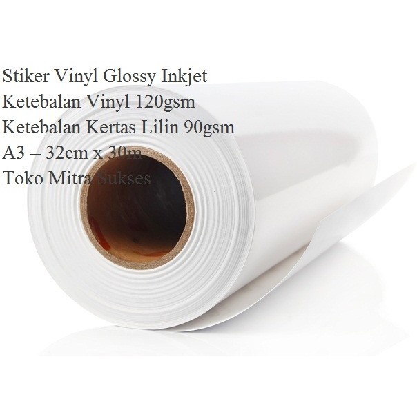 

Stiker Vinyl Glossy Inkjet A3+ Roll - 32Cm X 30M Baru