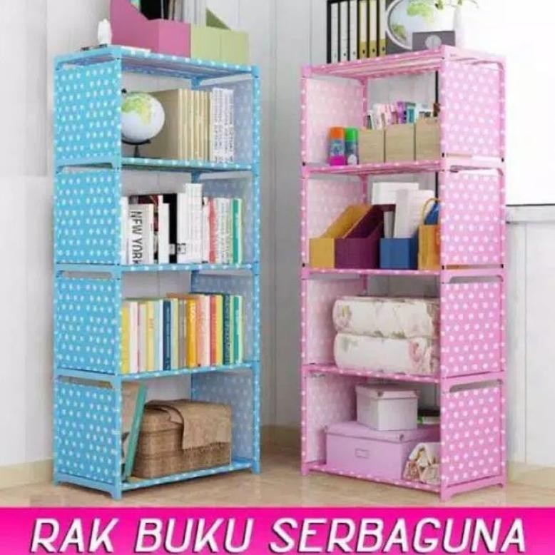 Rak Buku Serbaguna Besi Kuat 4 Susun 5 Tingkat / Rak Buku Baju Helm Portable Promo