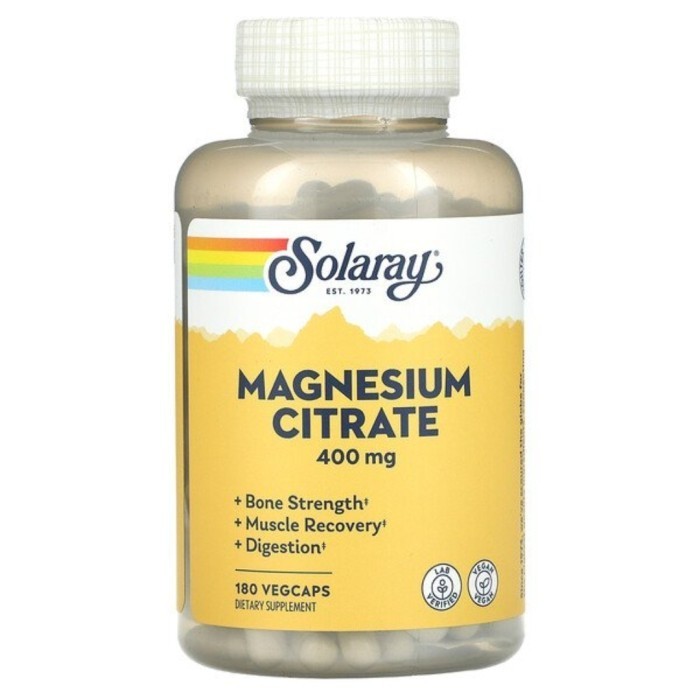 Solaray Magnesium Citrate 400Mg, 180 Veg Caps