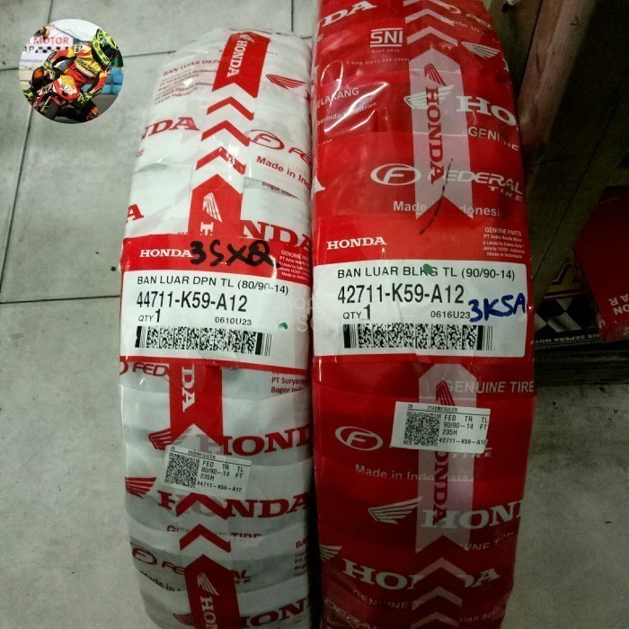 Ban Luar Motor Vario 125 Honda Sepasang Depan Belakang Tubles