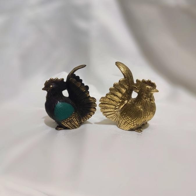 TERBARU - Patung Shio Ayam Kecil Hiasan Logam Kuningan Pajangan Ayam Jago Dekor