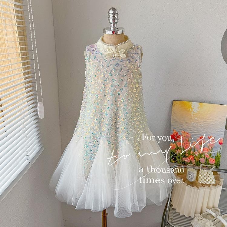 Girl Mermaid Dress/Baby Girl Sleeveless Gauze Dress/Children's Dress Princess Dress