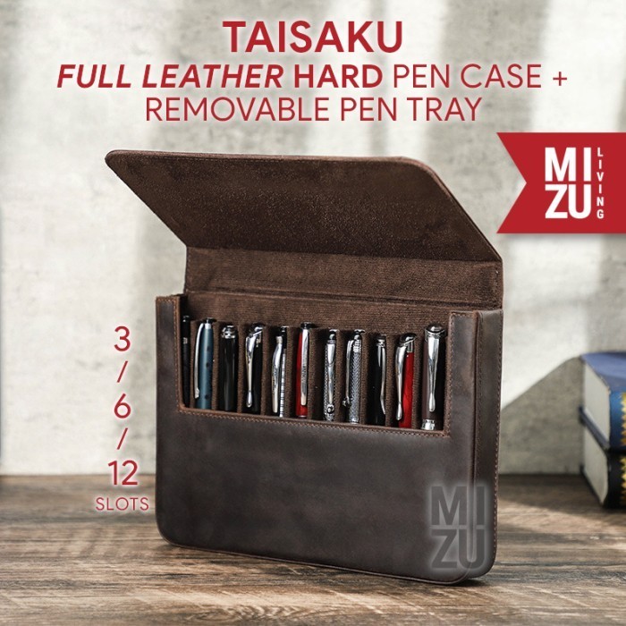

MIZU TAISAKU HARD FOUNTAIN PEN CASE 3/6/12 SLOT INSPIRED GALEN LEATHER