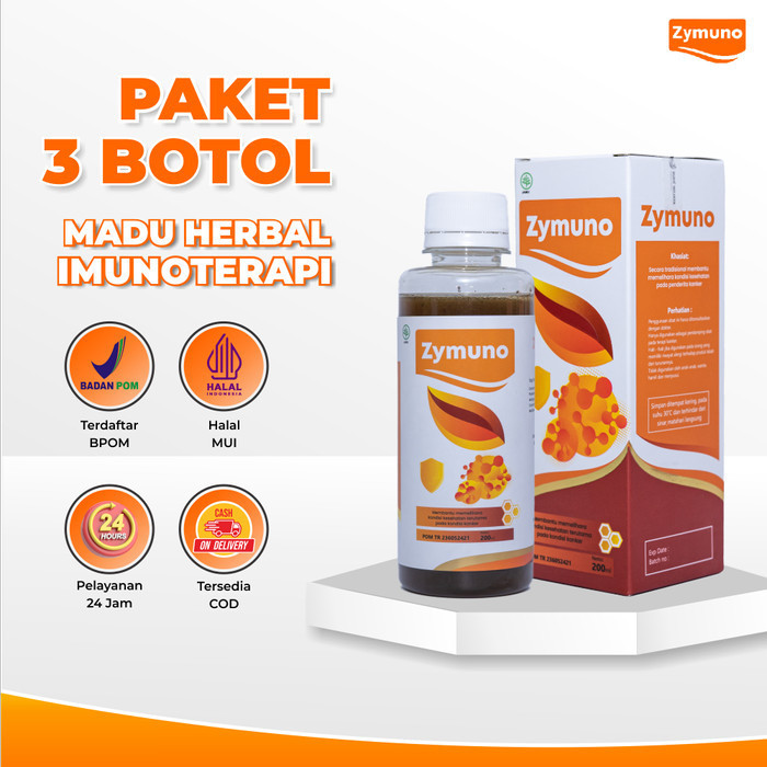 

Ready 3 Botol ZYMUNO Herbal Asli - Madu Imunoterapi Kanker & Kekebalan Tubuh