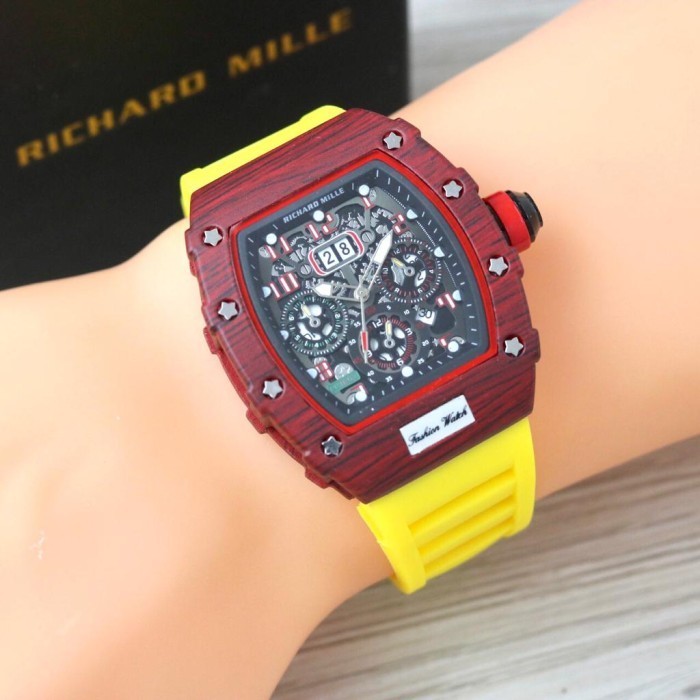 JAM TANGAN PRIA RM RICHARD MILE BODY MERAH TALI WARNA PILIHAN - PUTIH READY