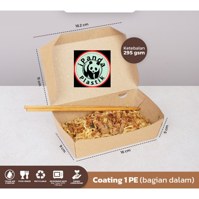 Paper Lunch Box Kraft [Forming] Kraft Ukuran M - Lunch Box Cokelat M