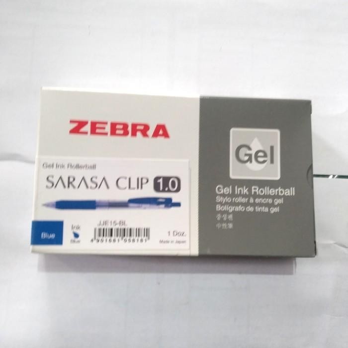 Pulpen zebra sarasa 1,0 hitam & biru / bolpoint zebra sarasa 1,0 Import