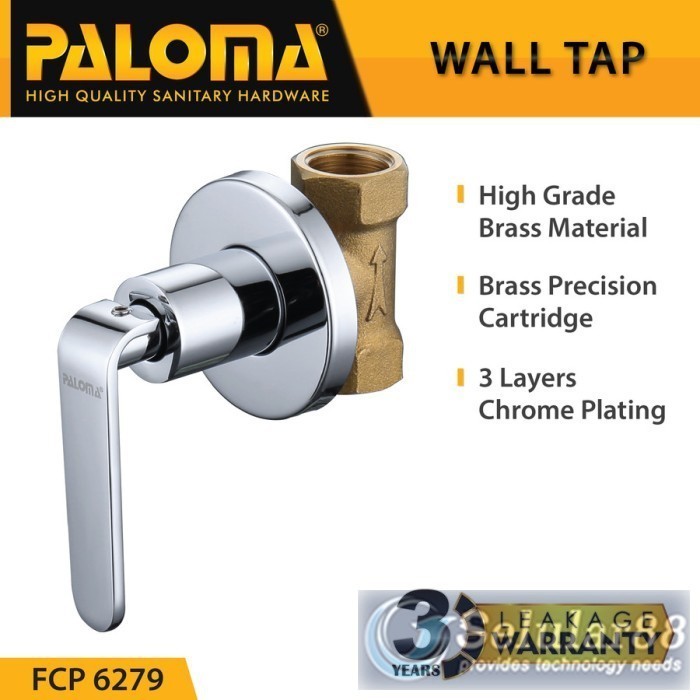 Paloma FCP 6279 Keran Tanam Stop Kran Shower Mandi Tembok Kran Air