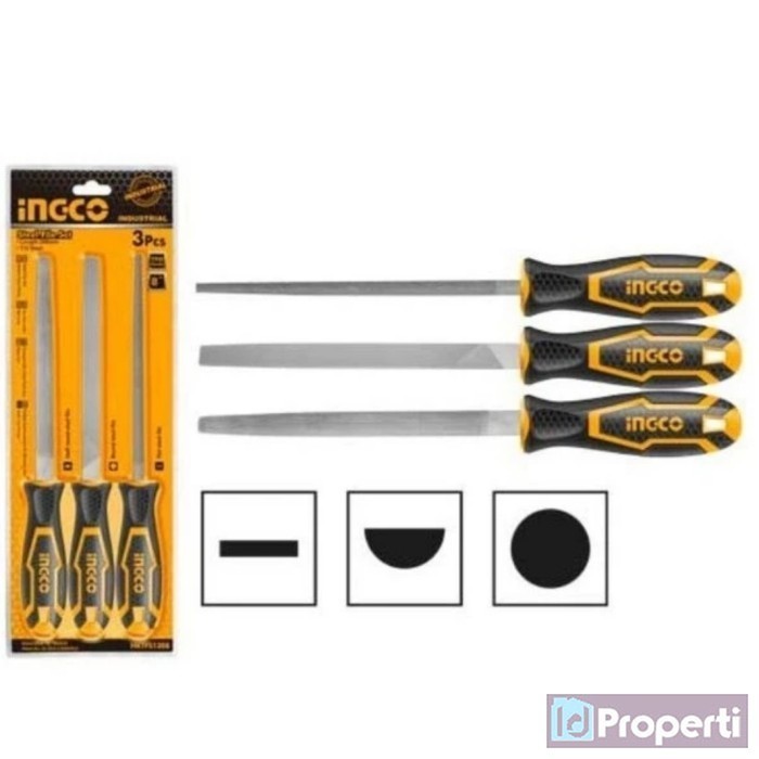 

Ingco HKTFS1308 Steel File 8inch 3pcs Set Kikir Kikis Besi Halus Rata