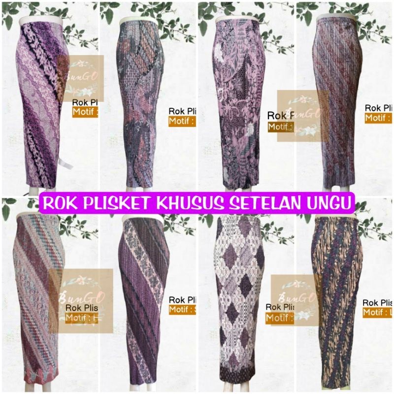Rok Lilit Batik Solo // (BunGO) Rok Plisket Batik Setelan Ungu Lilac - Rok Purple - Bawahan Kebaya -