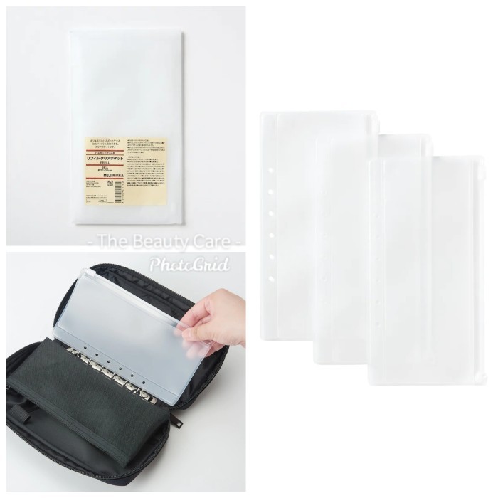 MUJI JAPAN REFILL CLEAR PASSPORT CASE ZIPPER POUCH BINDER