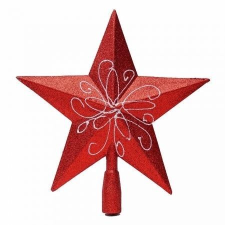 Hiasan Pohon Natal Pucuk Bintang Merah size Besar