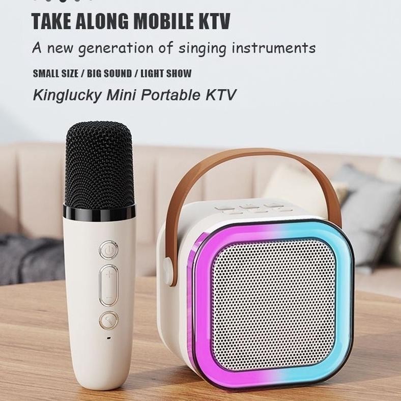 Goojodoq LED speaker bluetooth 2Mic 1 set karaoke speaker