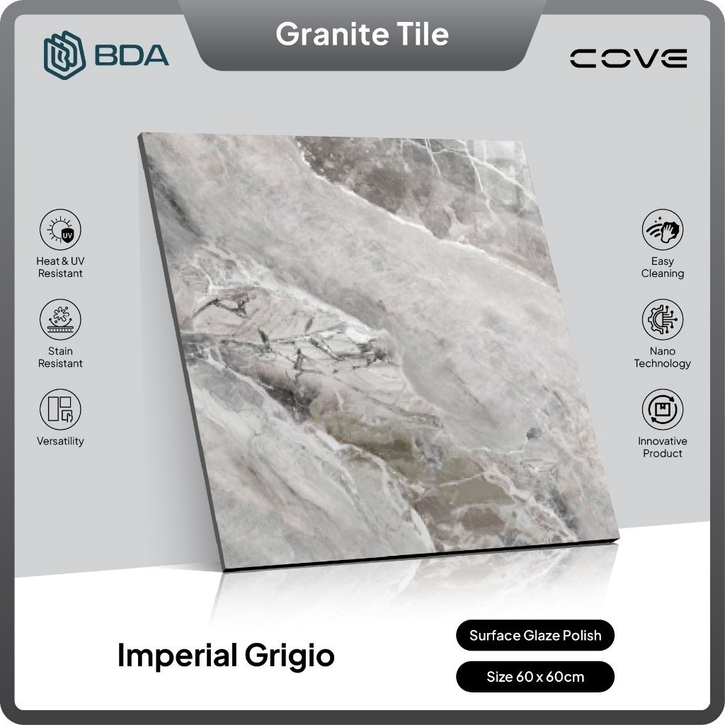 Cove Granite Tile Imperial Grigio 60x60 Granit / Keramik Lantai