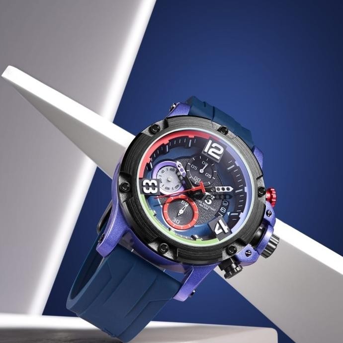 Jam Tangan Pria Original Chronograph T5 H 3885G Black Orange Blue