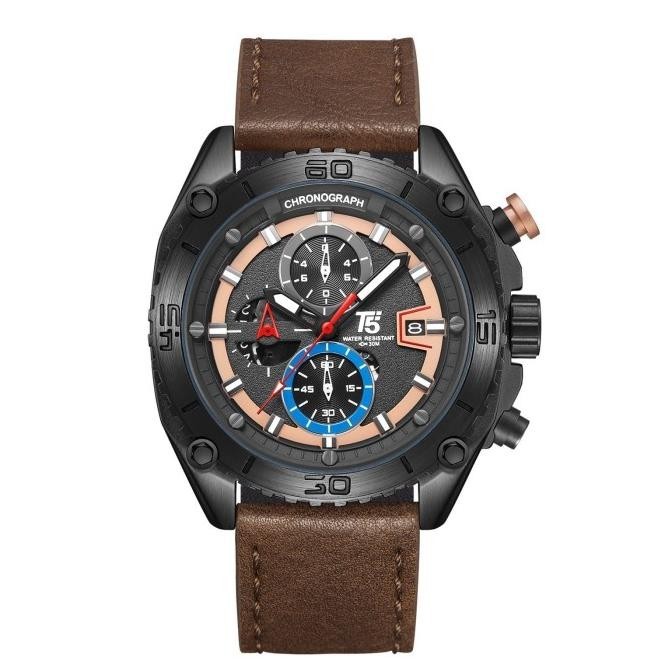 Jam Tangan Pria Original T5 H 3879G Blue Rosegold