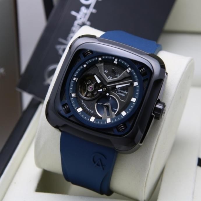 Jam Tangan Alexandre Christie Pria Original AC6577 Blue Black Auto