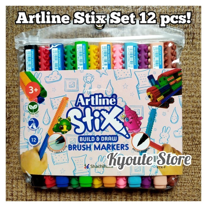 

Artline Stix Brush Marker Set 12 New for Lettering Kaligrafi Menulis