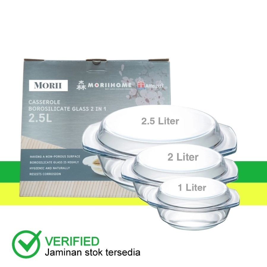 Morii Borosilicate Casserole Glass 2 L