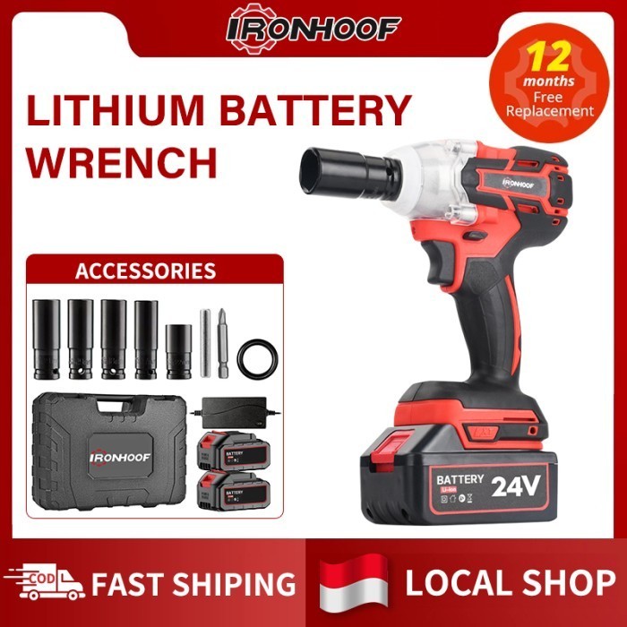 Terbaru Ironhoof Impact Wrench Mesin Bor Cordless Electric Impact Wrench Promo Terlaris
