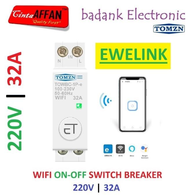 Ewelink Wifi 1 Phase ON-OFF Switch Breaker 32A 220VAC DIN Rail