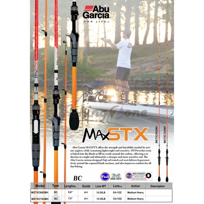 Abu Garcia MAX STX Baitcasting MSTXC 662MH 702MH Joran fuji casting