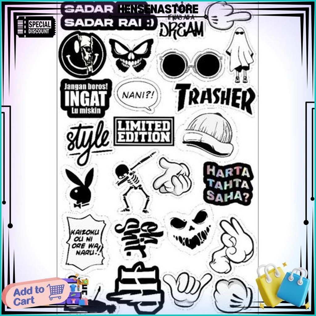 

Stiker Mini New Isi 100Pcs 2 Warna Bahan Graftac Waterproof Best Seller