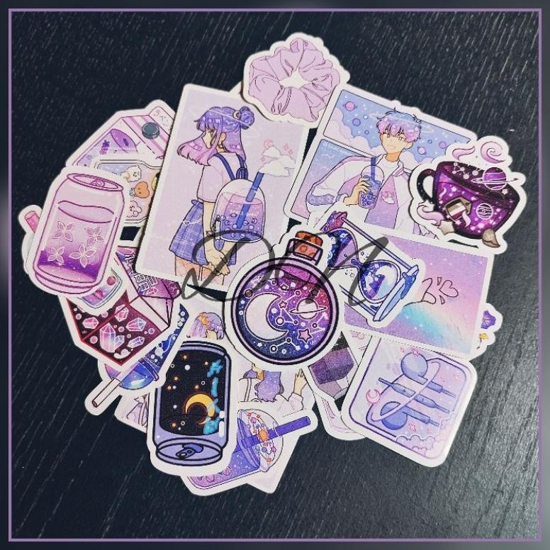 

Isi 21 Pcs Stiker Kertas Purple Girl Sticker Glossy Karakter Ungu Ciute Cod