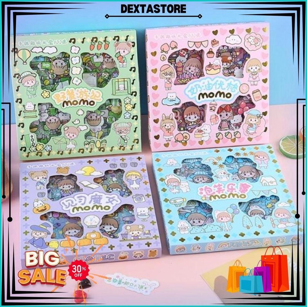 

Sticker Momo Glitter Korea Sticker 2D Aesthetic Style Dekorasi Kotak Bekal Botol Minum Sale