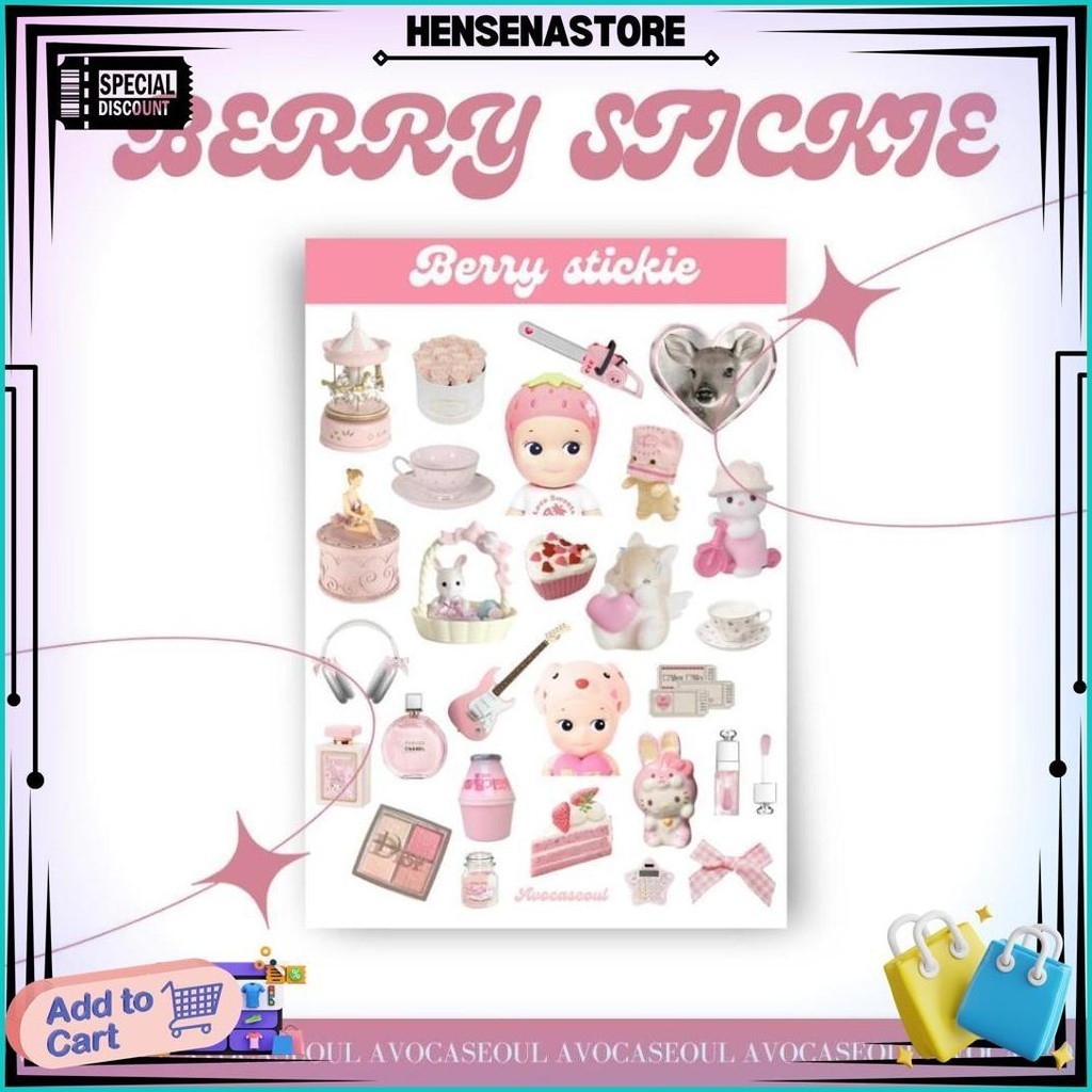 

Sticker Sheet Berry Stickie Aesthetic Ins Korea Untuk Dekorasi Scrapbook, Deco Pola, Journaling, Phonecase, Headphone, Stiker Aesthetic Lucu Pink Best Seller