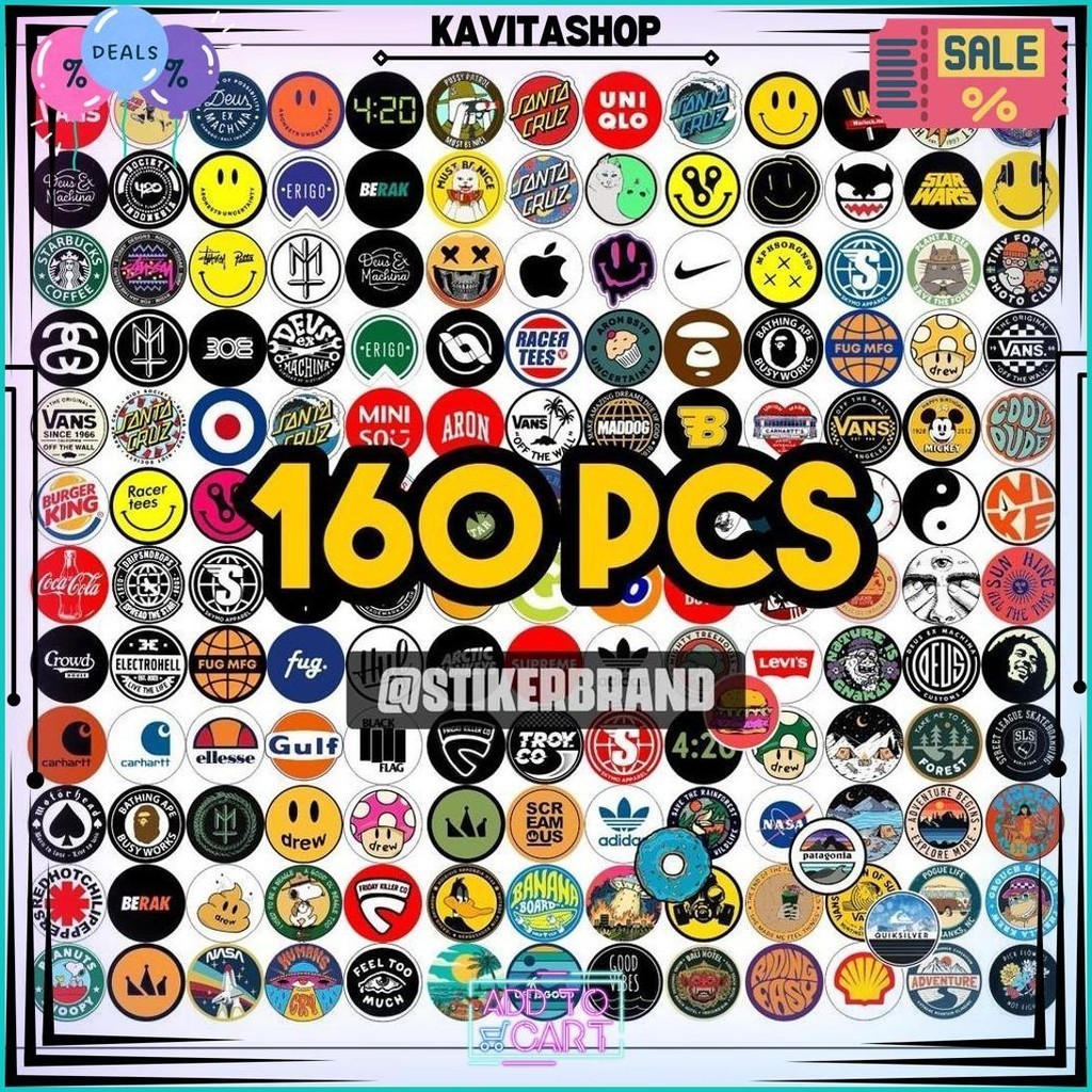 

160 Pcs Stiker Paket Mini Bulat Stiker Brand Isi 160 Pcs Random Sesuai Gambar Graftac High Quality Decal Clothing Stripping Band Metal Rock Cod