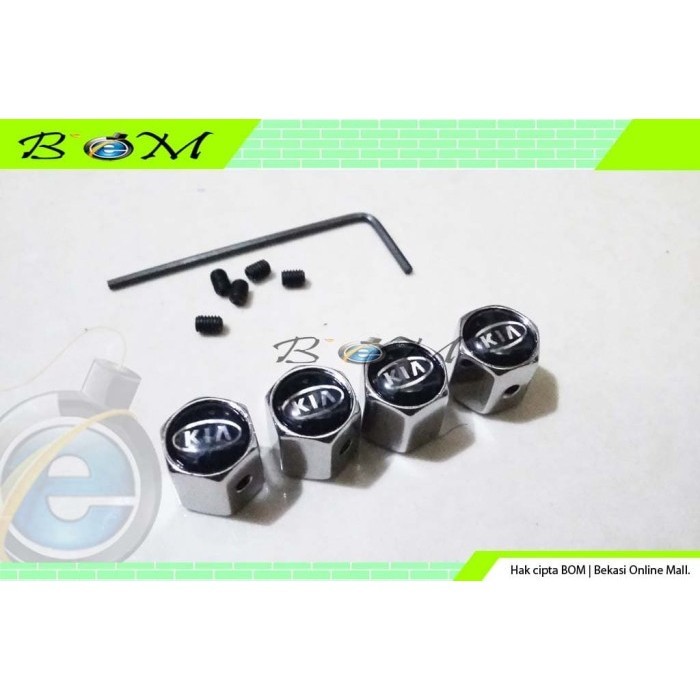 Tutup Pentil Ban Tire Valves Logo Mobil Kia Anti Maling Besi Chrome