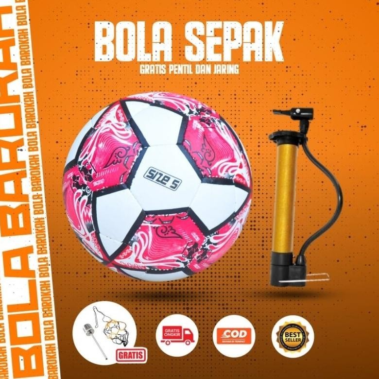 Terbaru Bola Sepak Size 5/Bola Sepak Murah Logo Specs Ukuran 5 Bahan Viu Bonus Pentil Dan Jaring Bal
